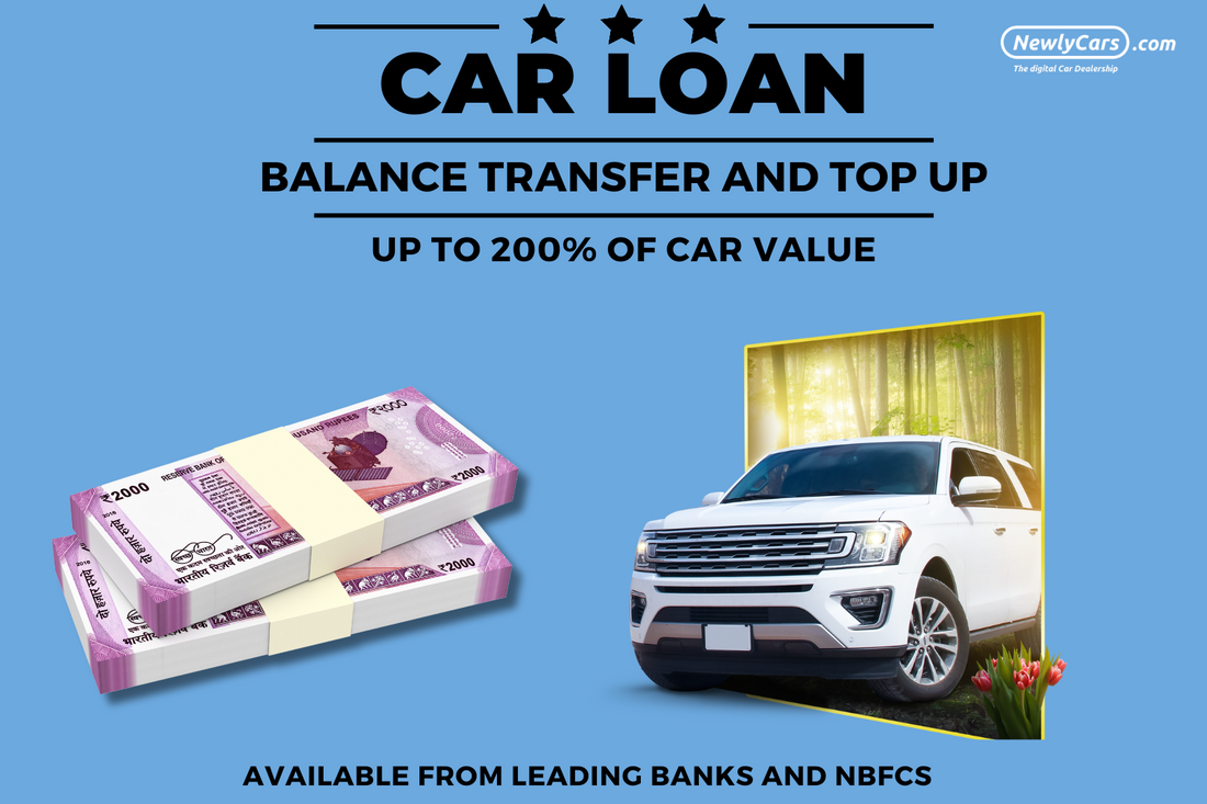 Image of cash for a car loan balance transfer and top up loan, with the Newlycars logo visible in the background.